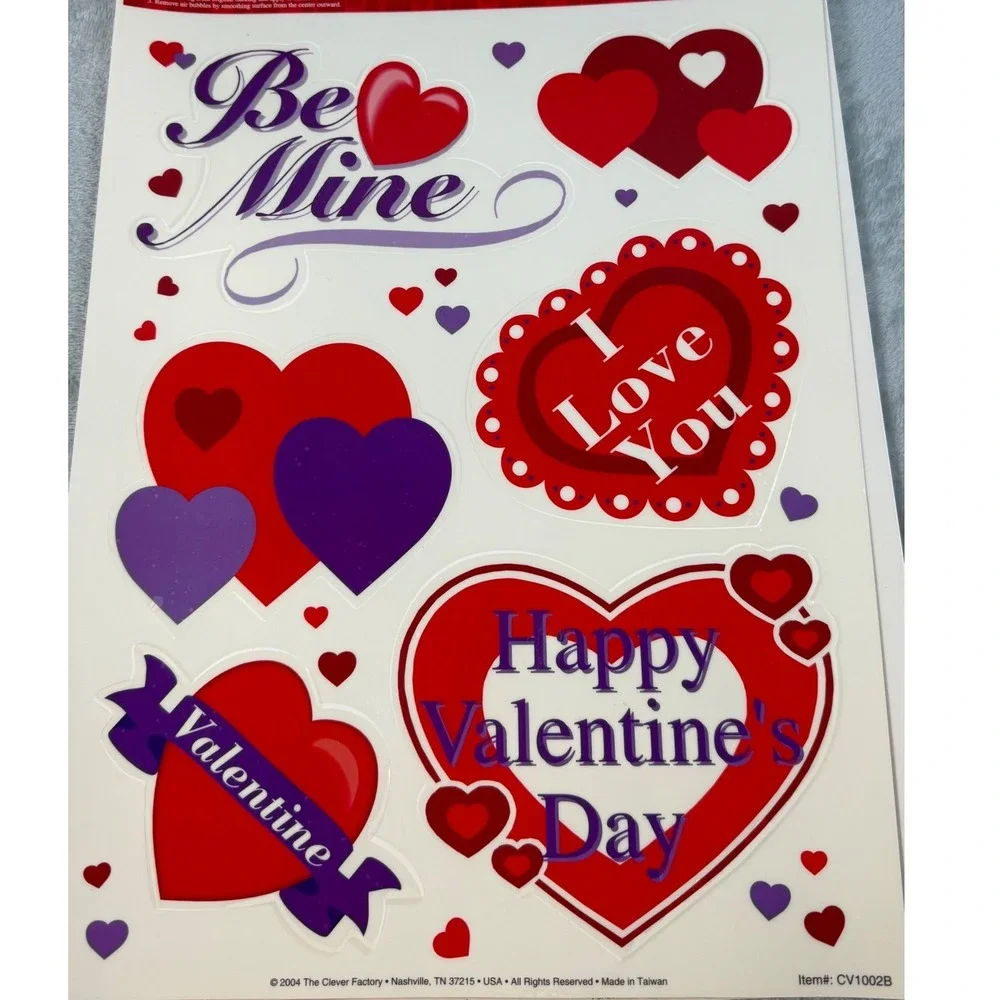 Vintage Valentines Day Window Clings Lot Precious Moments Hearts 9 Sheets